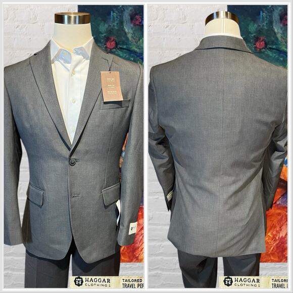 New Haggar 38R Travel Gray Blaze Jacket Wrinkle Free Moisture Wicking Comfort - Picture 7 of 16
